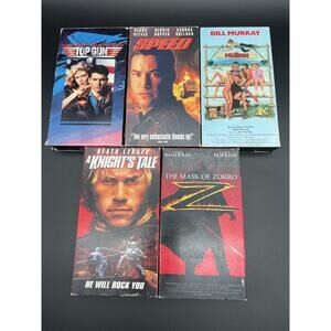 Vintage VHS LOT OF 5 FOR MEN Top Gun, Speed, Zorro, Knights Tale & Meatballs